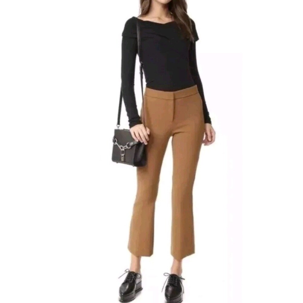 Theory  Cropped Straight Slightly Flare Brown/ Camel  Pants Size 0 $295 NWT